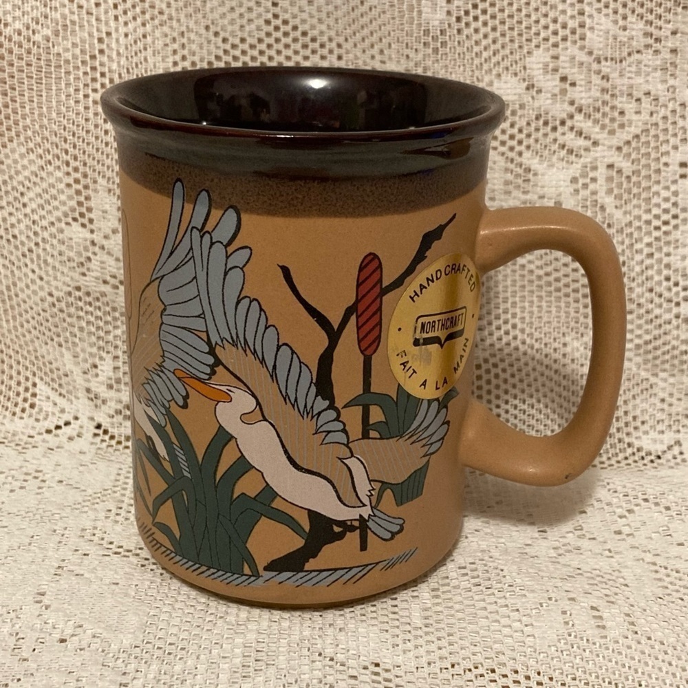 Price drop … Vintage Northcraft Korea Tan Pottery Bird Mug